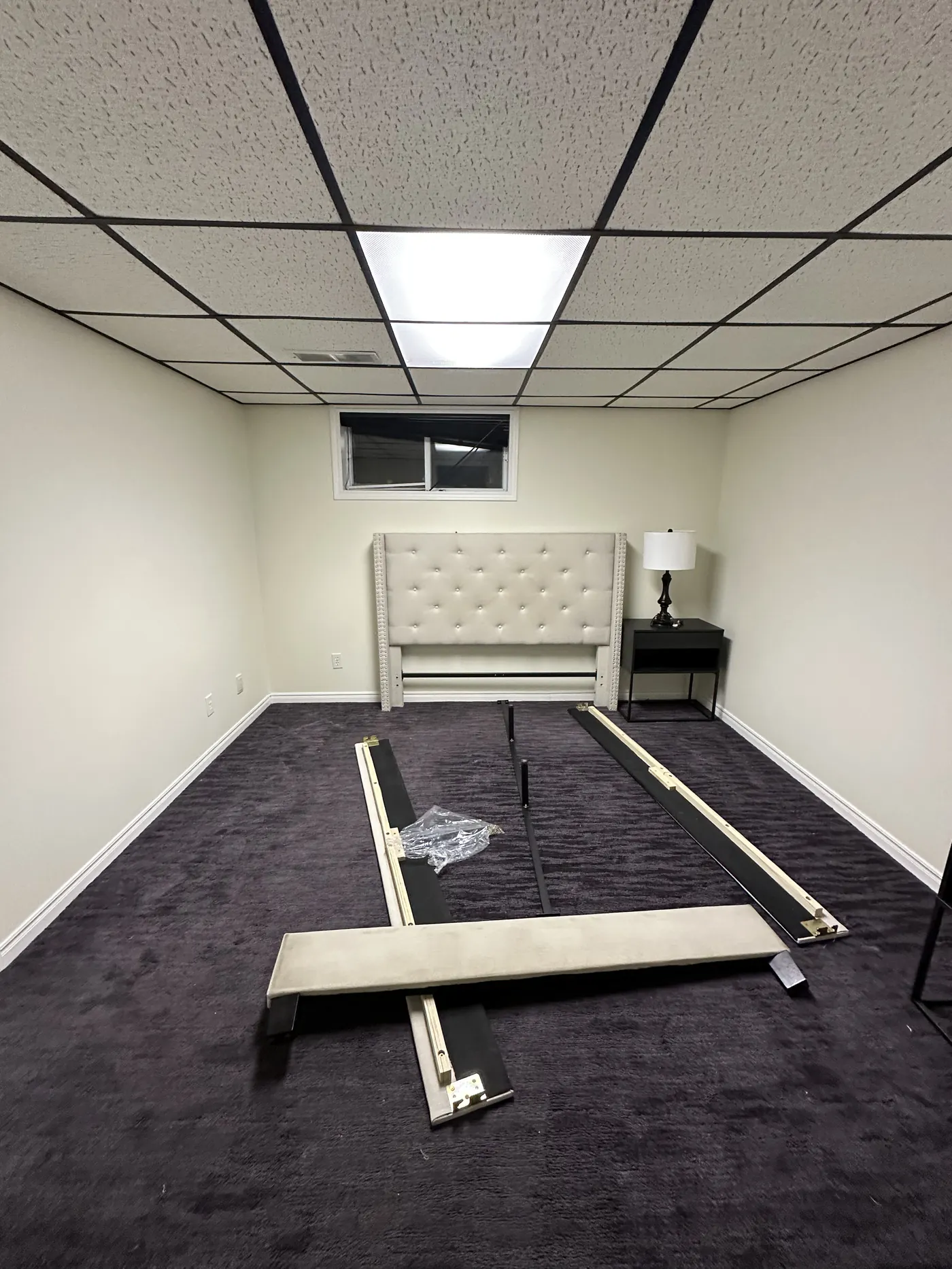 Clean commercial interior with fresh paint and recessed lighting